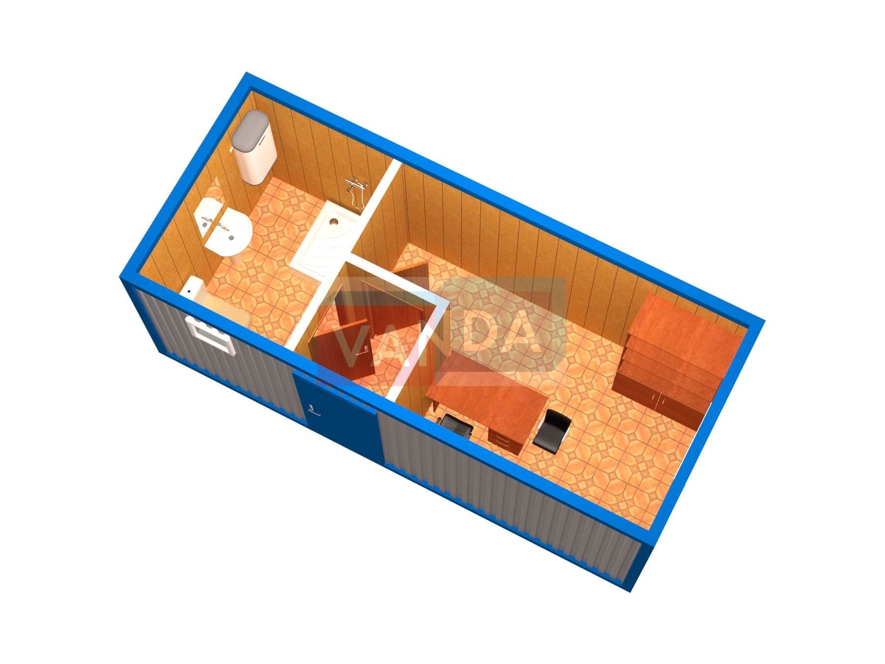 Блок-контейнер офисный с МДФ отделкой № 8 (вариант 2)